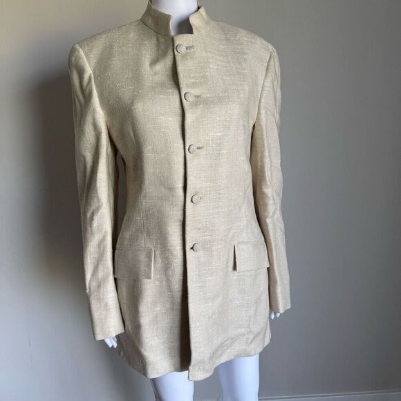 Vintage 60’s Erinore Irish Linen Nehru Blazer Jacket With Mandarin Collar - Picture 1 of 9